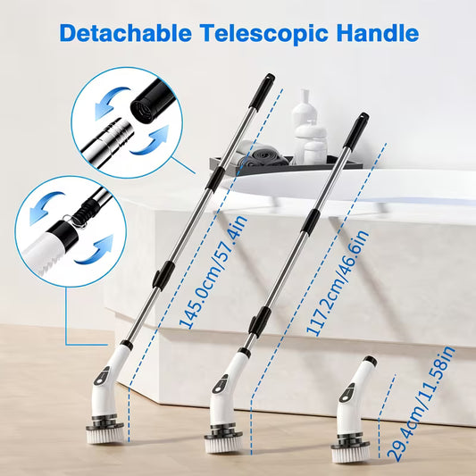 2026 New 7-in-1 Multifunctional Electric Spin Scrubber, Telescopic Long Handle Cleaning Brush for Bathroom, Kitchen, Floor, Tile & Household Cleaning