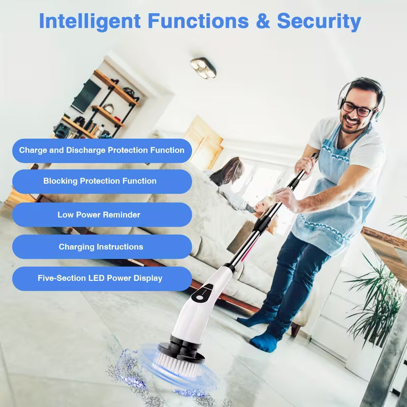2026 New 7-in-1 Multifunctional Electric Spin Scrubber, Telescopic Long Handle Cleaning Brush for Bathroom, Kitchen, Floor, Tile & Household Cleaning